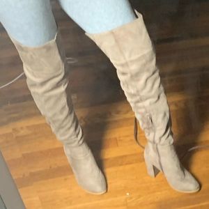 BEIGE THIGH HIGH BOOT